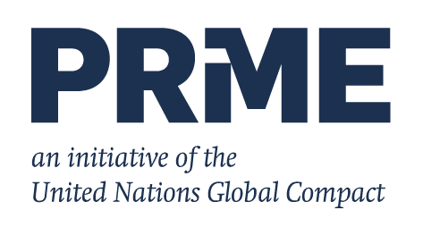 PRME logo with text: an initiative of the United Nations Global Compact.